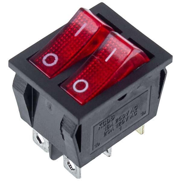 Выключатель двойной Balcik KCD6 для бойлера 250V 16A 6 контактов Красный (300005060182)