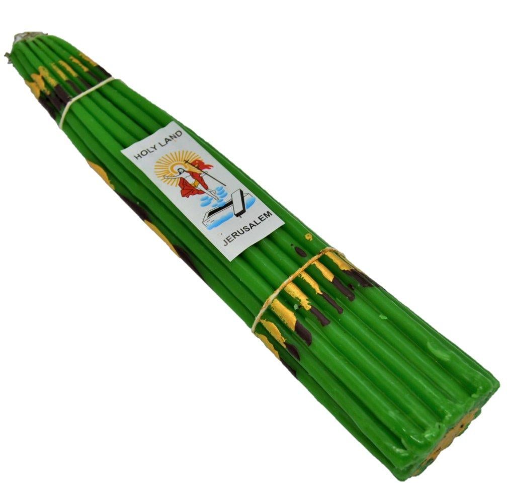 Свечи Иерусалимские парафиновые 25 см 33 шт. Зеленый (101-0009)