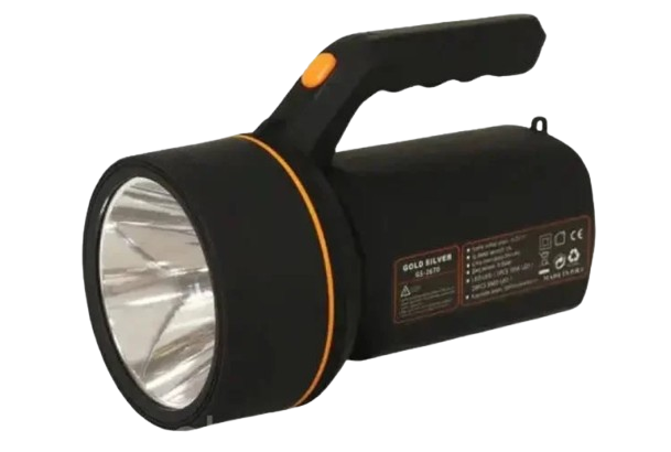 Фонарик светодиодный GS-2670 с боковой панелью на аккумуляторе Gold/Silver