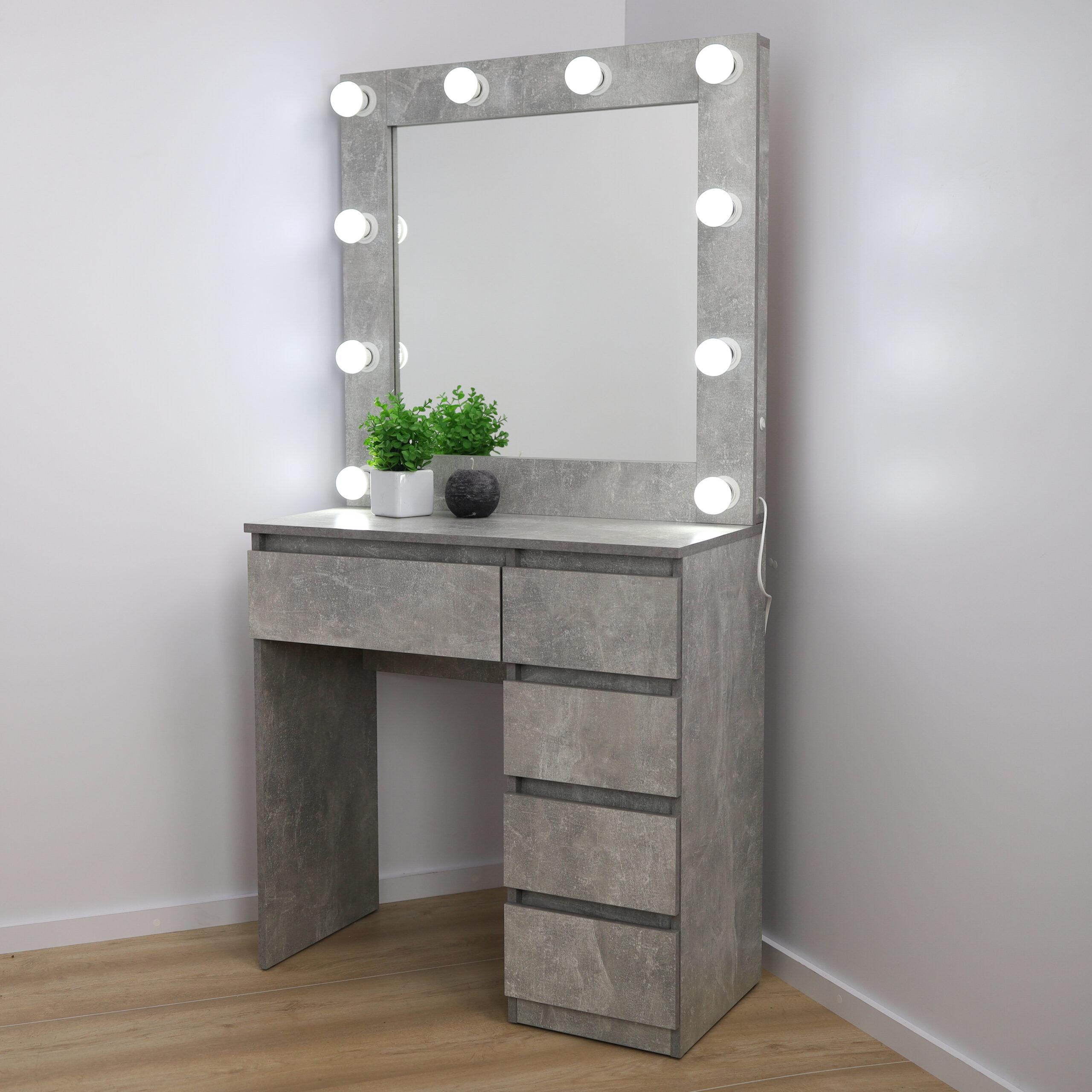 Туалетный столик с лампочками ST5P 800x400x1600 мм Бетон (31570648) Туалетный столик с лампочками ST5P 800x400x1600 мм Бетон (31570648)