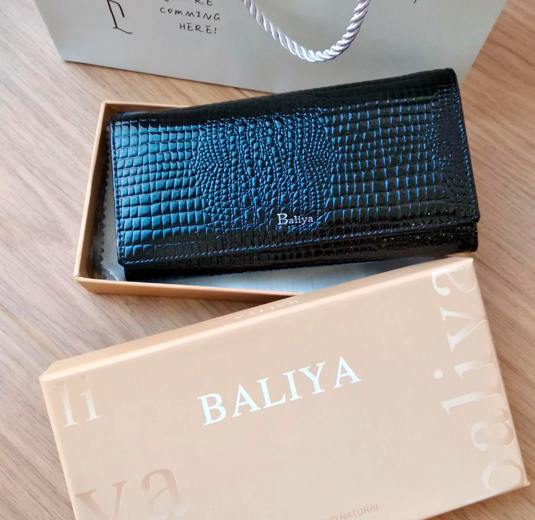 Кошелек женский из кожи покрытый лаком Черный (29433567) - фото 4 Кошелек женский из кожи покрытый лаком Черный (29433567) - фото 4