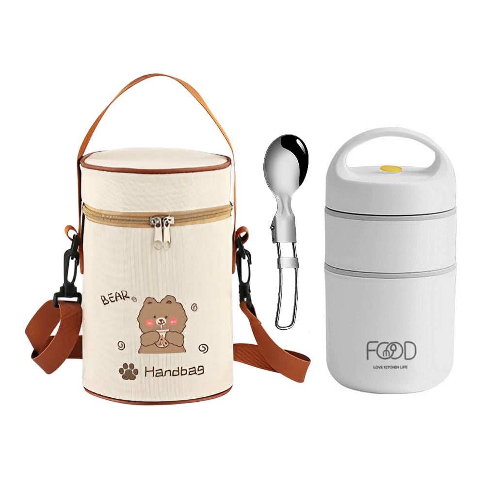 Термос-ланч-бокс пищевой детский для еды/обеда/супа с термосумкой 1 л (TRSIGI-BGE-0837) - фото 1