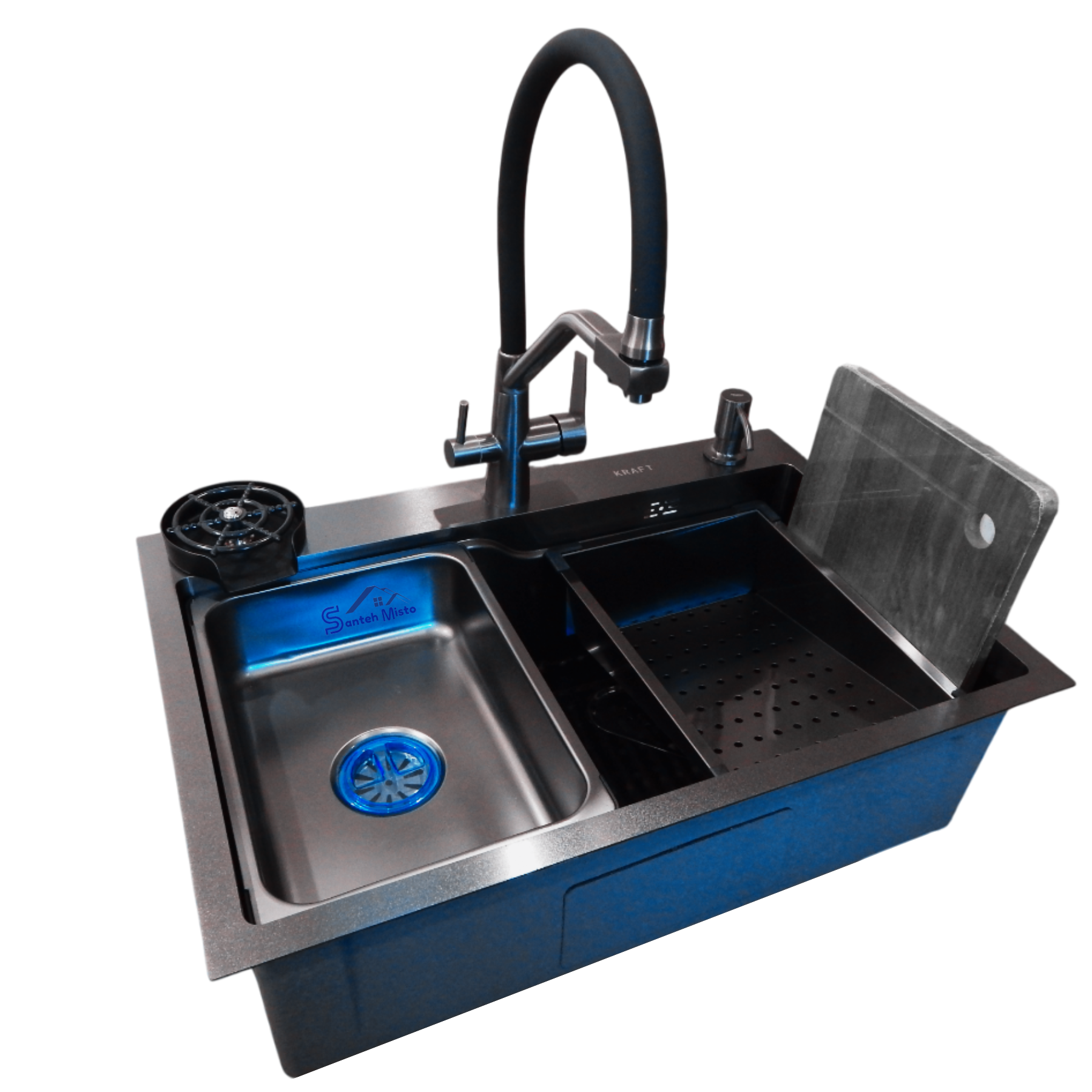 Комплект кухонной мойки Kraft HM 7546 NANO Black (39373)