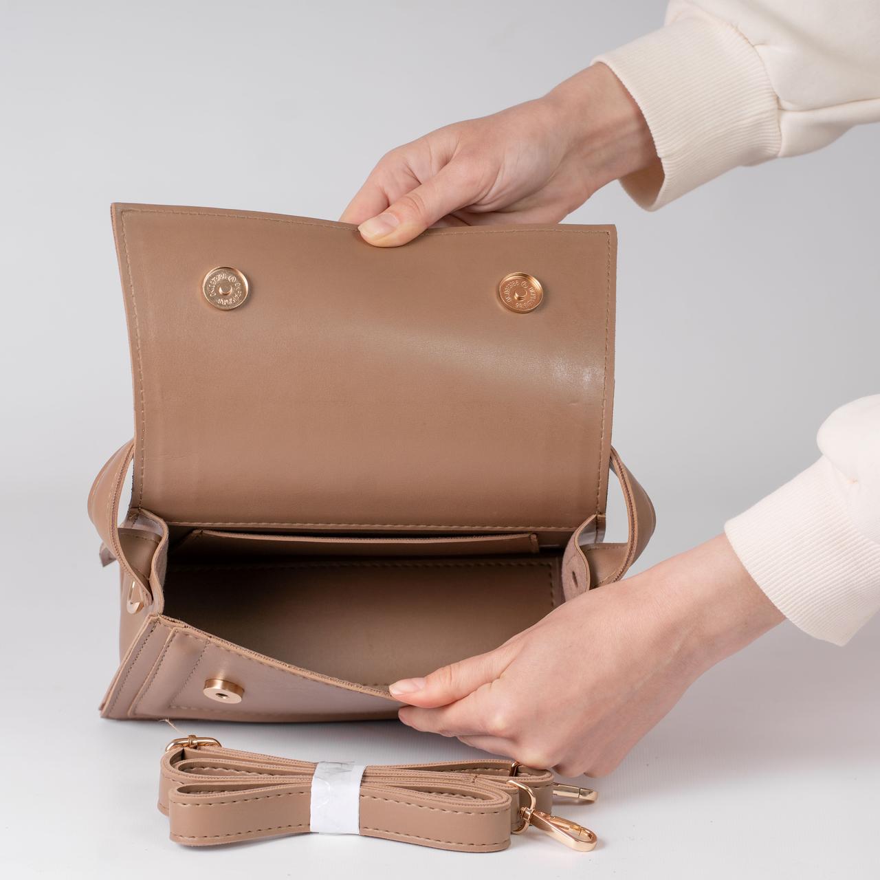 Сумка женская кросс-боди XENIA № 23-24 Темно-бежевый - фото 4