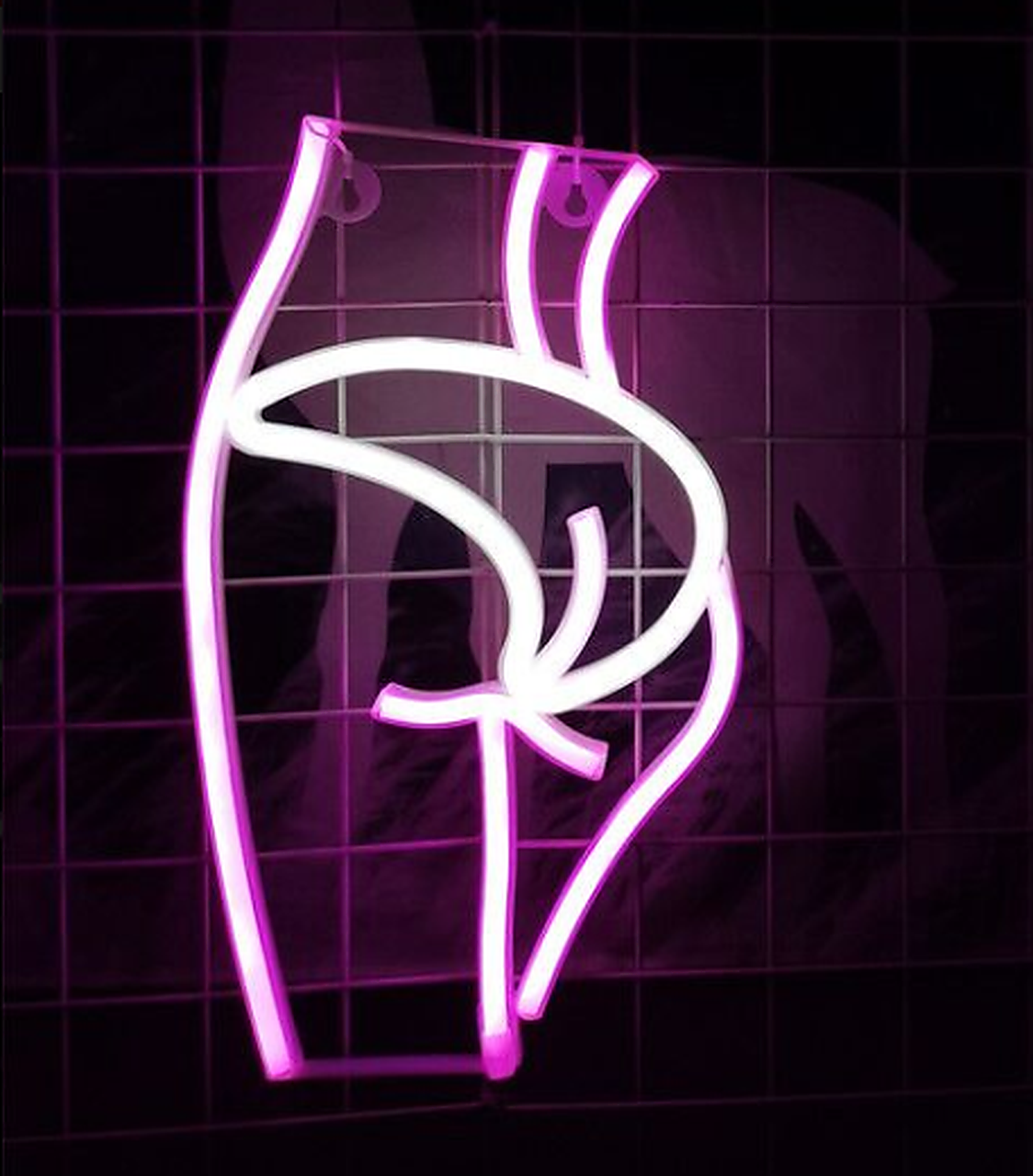 Светильник неоновый Силуэт Леди на батарейках USB 20х33,5 см Розовый