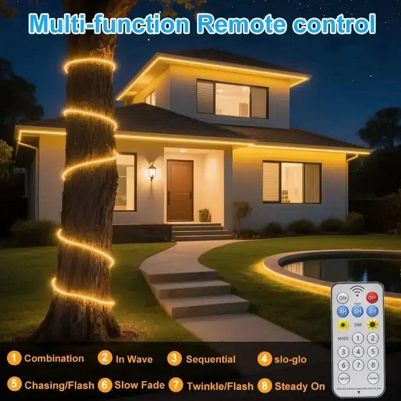 Гірлянда з сонячною батареєю 1800 mAh USB 10 м пультом управління і декількома варіантами мерехтіння і світіння (opt-105044) - фото 4