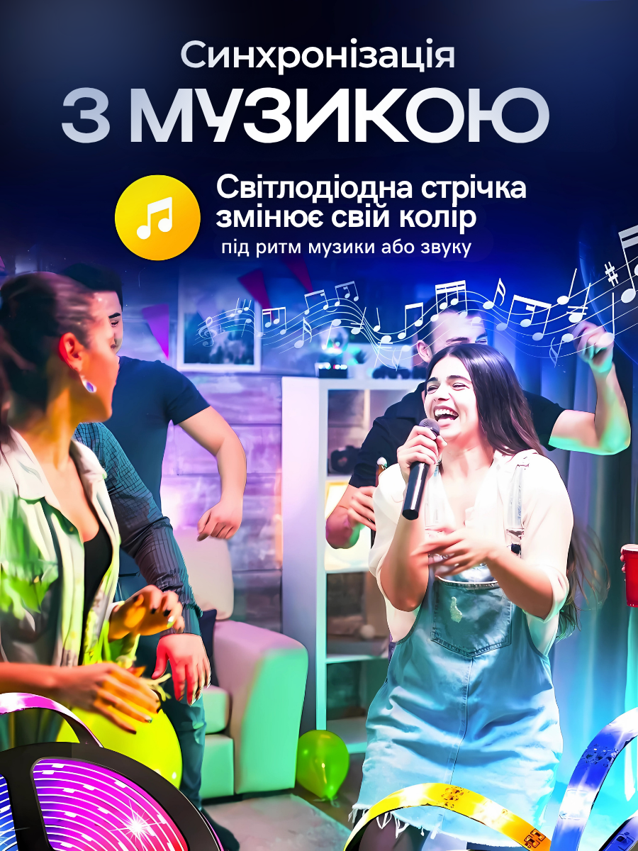 Смарт-стрічка RGB 5050 розумна вологозахищена світлодіодна 5 м (1642786810) - фото 10 Смарт-стрічка RGB 5050 розумна вологозахищена світлодіодна 5 м (1642786810) - фото 10