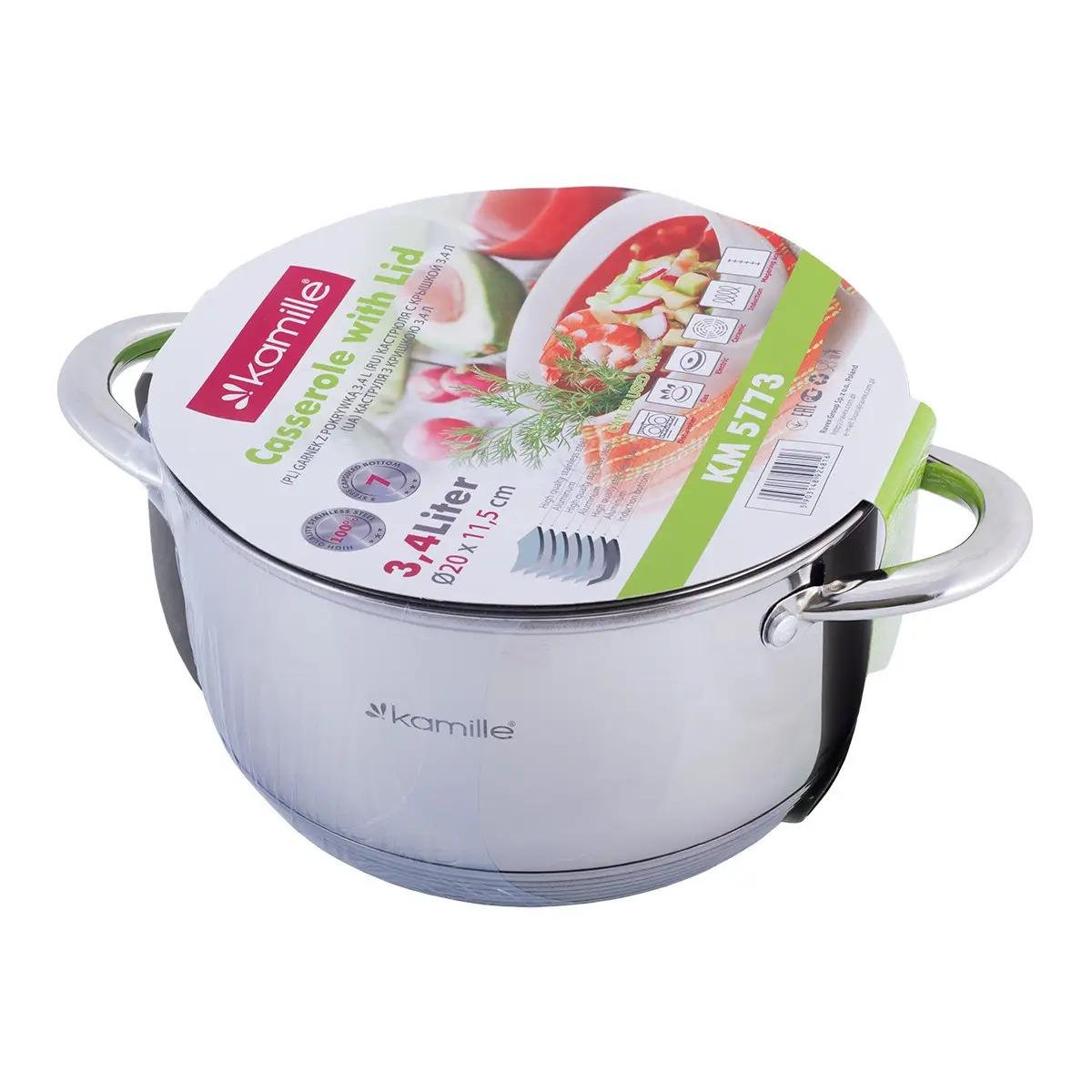 Кастрюля с крышкой Kamille из нержавеющей стали 3,4 л (KM-5773)
