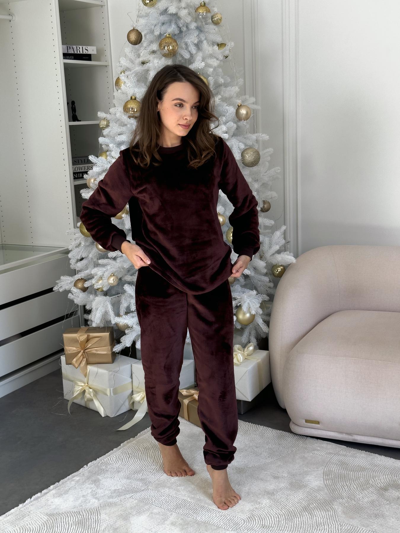 Пижама женская теплая COSY Теплик 2XL Шоколад (VEL051) - фото 1 Пижама женская теплая COSY Теплик 2XL Шоколад (VEL051) - фото 1
