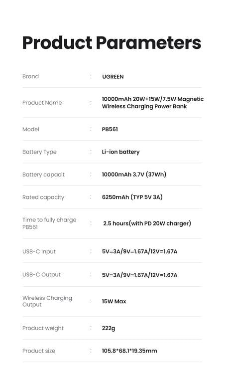 Повербанк Ugreen PB561 10000 mAh 20W Beige (25208) - фото 14 Повербанк Ugreen PB561 10000 mAh 20W Beige (25208) - фото 14