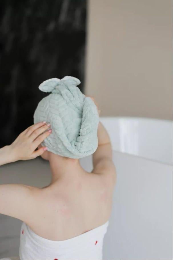 Полотенце-шапка для волос из микрофибры Мятный (2256728428)