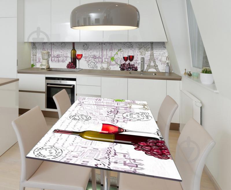 Наклейка виниловая на стол Zatarga  "Вино в Париже" 600х1200 мм