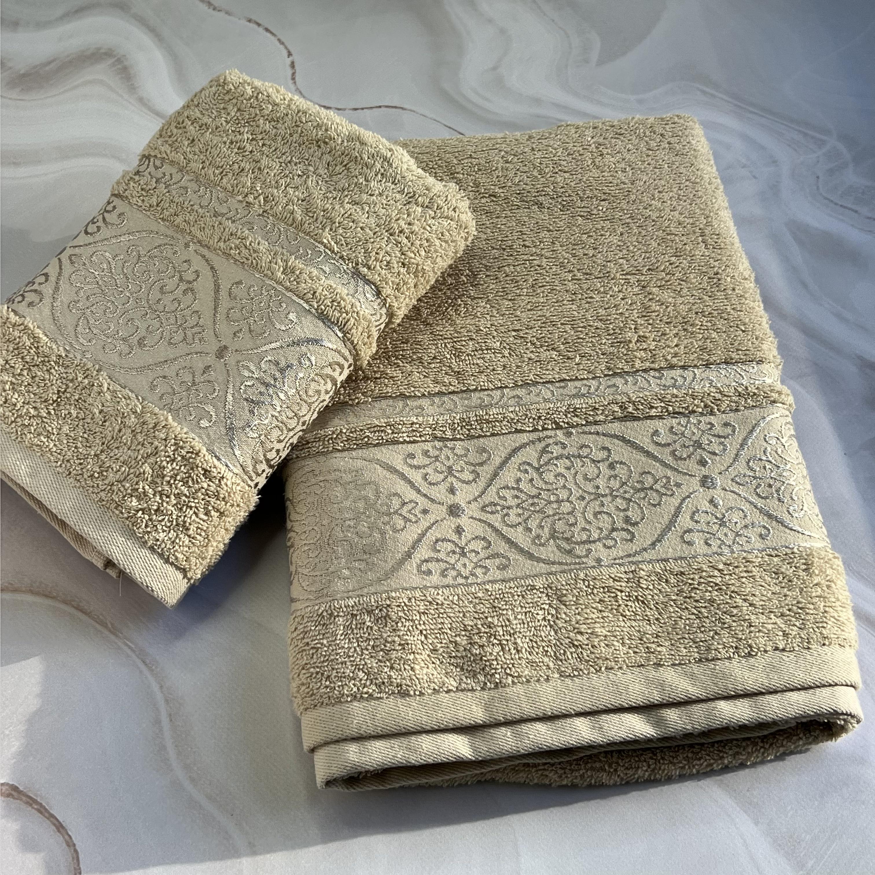 Набор полотенец банное и для лица 70х40 см/50х90 см 2 шт. Бежевый (mame2v1venz1-bej) - фото 1 Набор полотенец банное и для лица 70х40 см/50х90 см 2 шт. Бежевый (mame2v1venz1-bej) - фото 1