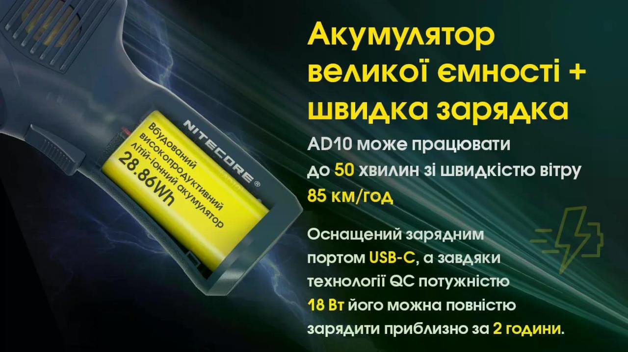 Компрессор для очищення техніки Nitecore AD10 3 насадки CRI Led 9 lm (27831934) - фото 10 Компрессор для очищення техніки Nitecore AD10 3 насадки CRI Led 9 lm (27831934) - фото 10