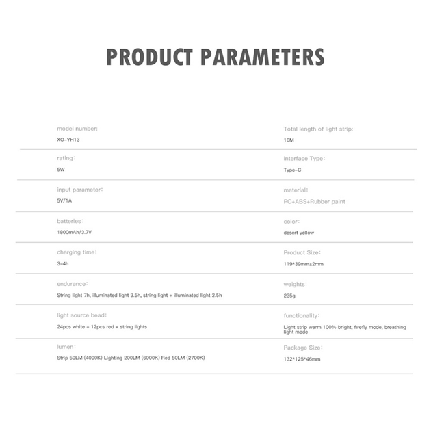 Фонарь кемпинговый Xo YH13 с LED лентой 10 м 1800mAh с RGB (YH13) - фото 7 Фонарь кемпинговый Xo YH13 с LED лентой 10 м 1800mAh с RGB (YH13) - фото 7