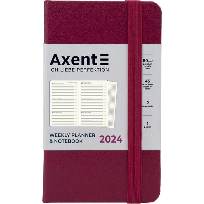 Еженедельник 2024 Axent Pocket Strong 90х150 мм 96 л. Винный (8508-24-46-A)