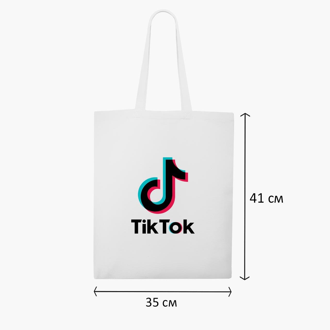 Еко сумка шоппер TikTok 41х35 см Білий (9227-1389-WT1) - фото 3