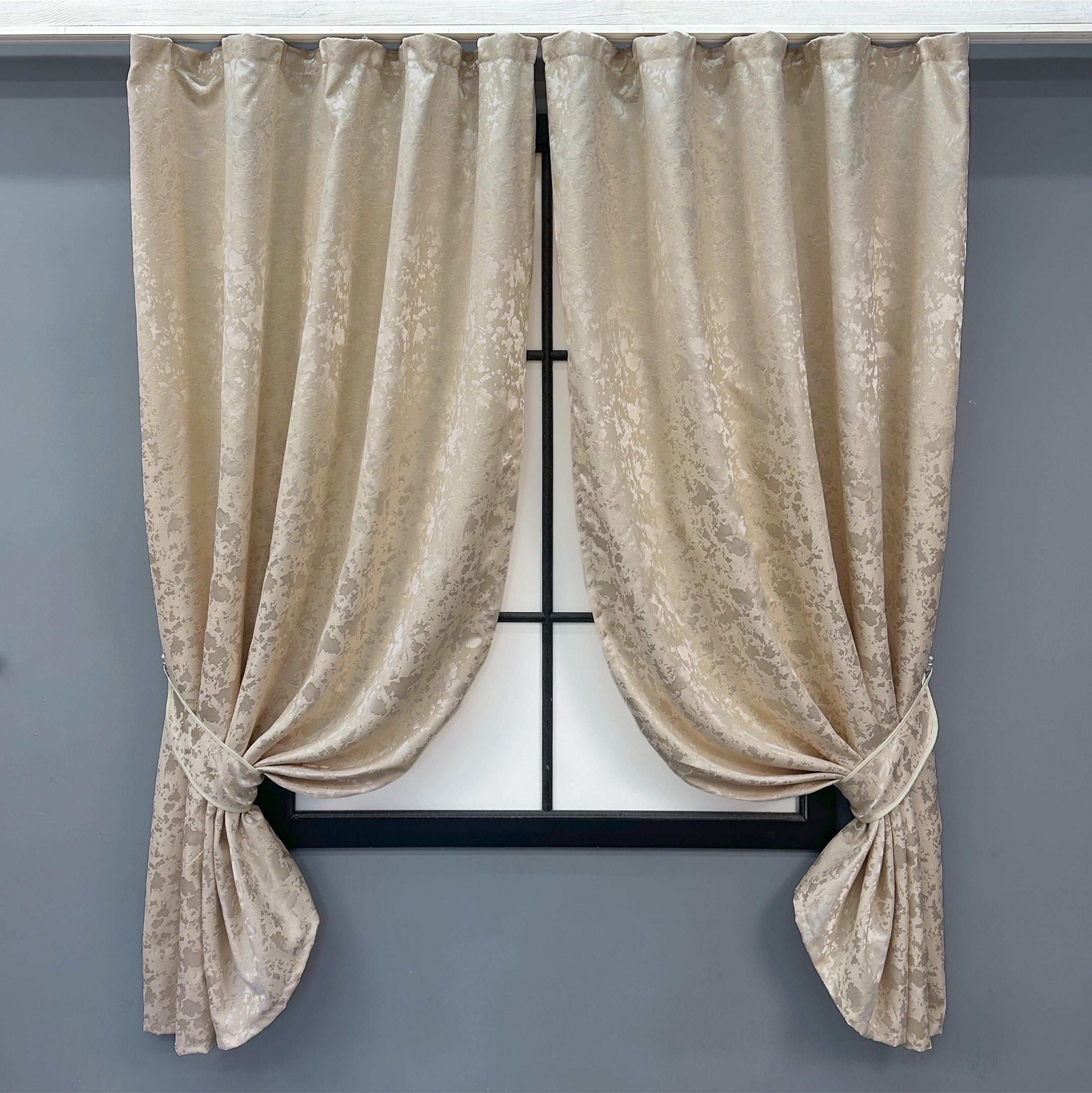Комплект коротких штор VR-Textil Лен мрамор Pavliani VО №1713ш 130х170 см 2 шт. Айвори (35-0339)