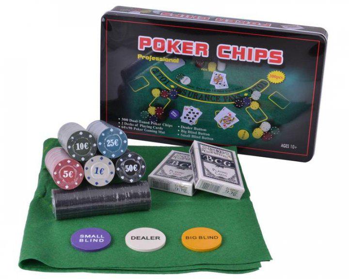 Набор для покера POKER CHIPS 300 фишек с номиналом (А164)