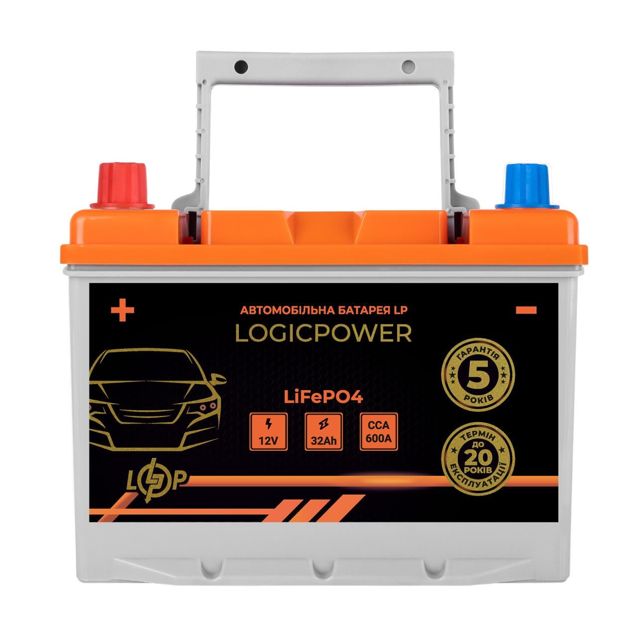 Акумулятор автомобільний літієвий LP LiFePO4 12V-32 Ah + зліва BMS 600А