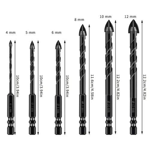 Набір свердел по склу та кераміці карбід вольфраму 3-12 мм 6-гранні 7 шт. (711) - фото 3