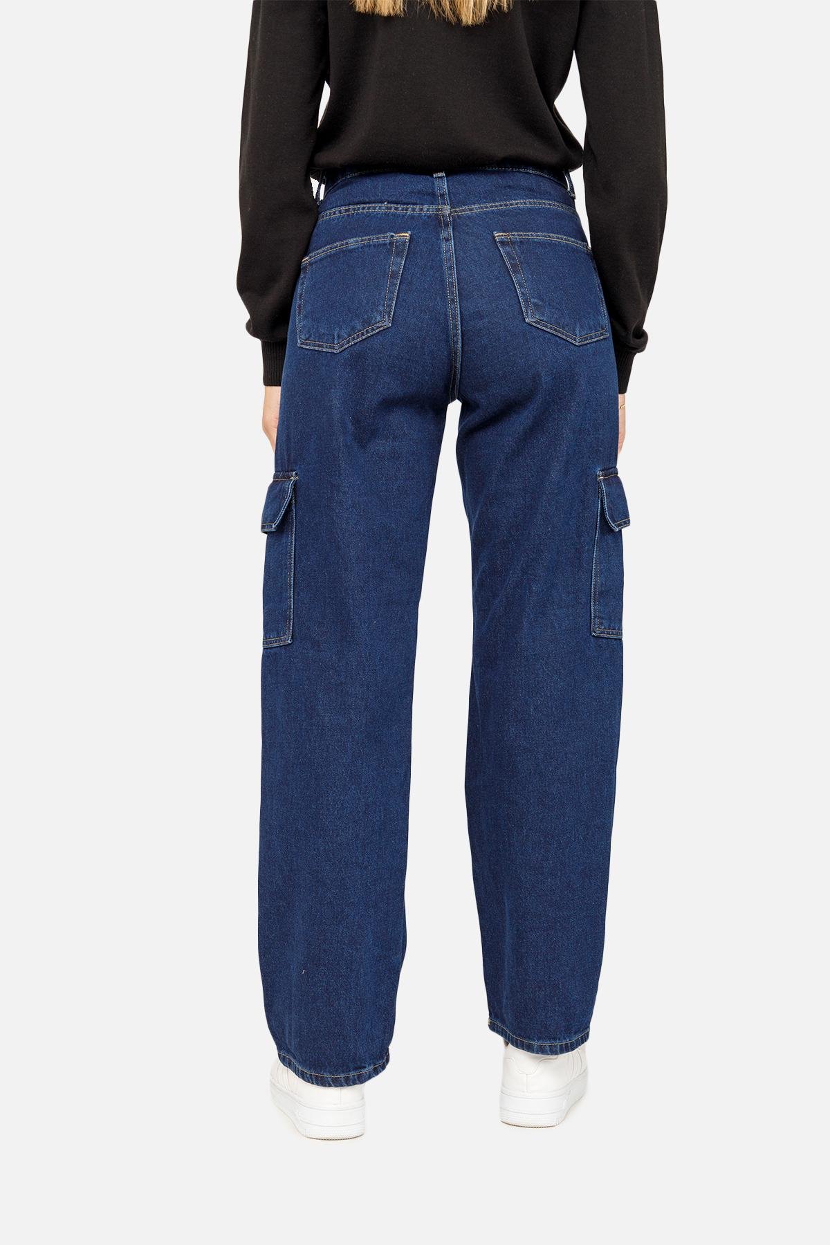 Джинси жіночі wide р. 42 Темно-синій (SKT001012667) - фото 4