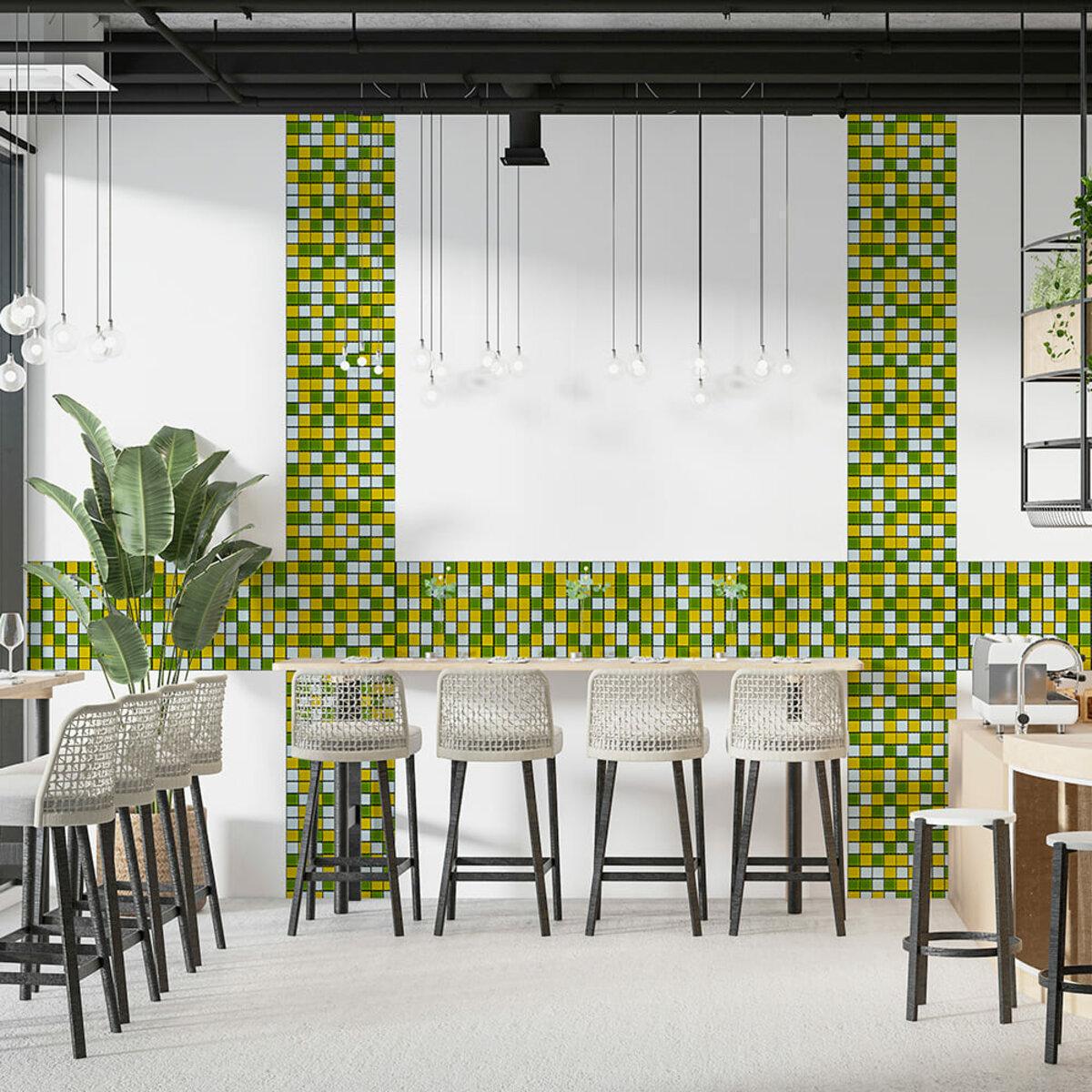 Мозаїка з декоративного скла 298х298х4,5 мм Жовто-зелений (SW-00002362) - фото 5 Мозаїка з декоративного скла 298х298х4,5 мм Жовто-зелений (SW-00002362) - фото 5