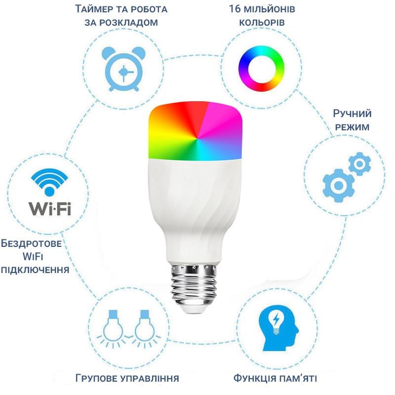 Розумна WiFi LED лампочка USmart Bulb-01w світлодіона смарт-лампа  з підтримкою Tuya для Android/iOS - фото 7