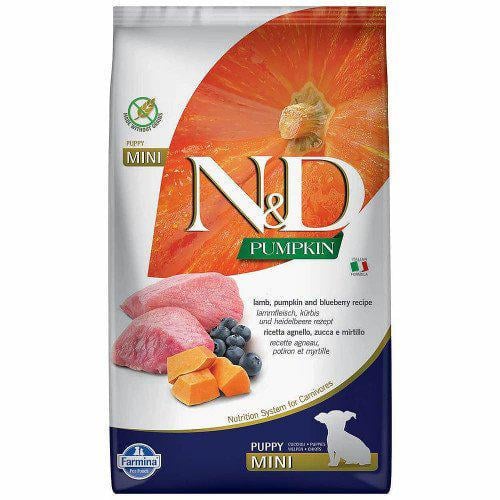 Корм сухой беззерновой Farmina N&D для щенков мелких пород Ягненок с тыквой и черникой 800 г