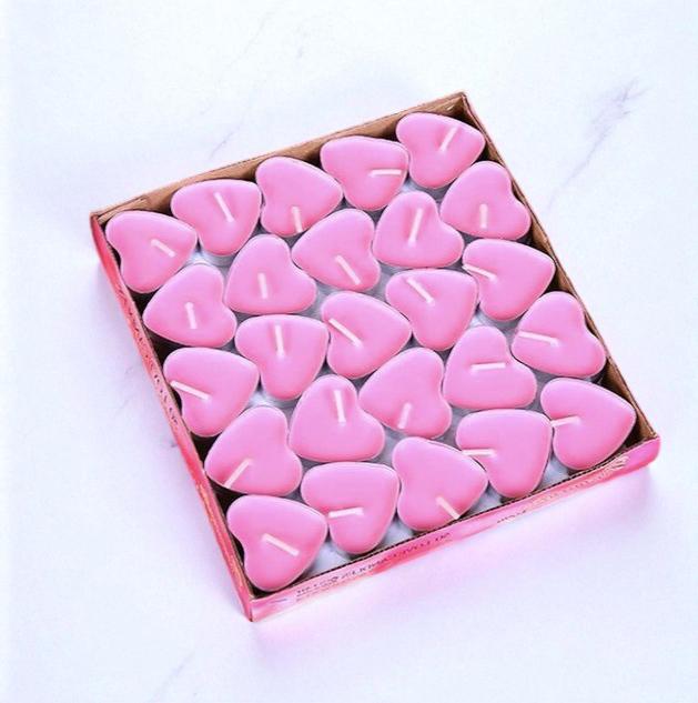 Свечи таблетки в форме сердца декоративный парафин 50 шт. Розовый (07-F-7552)