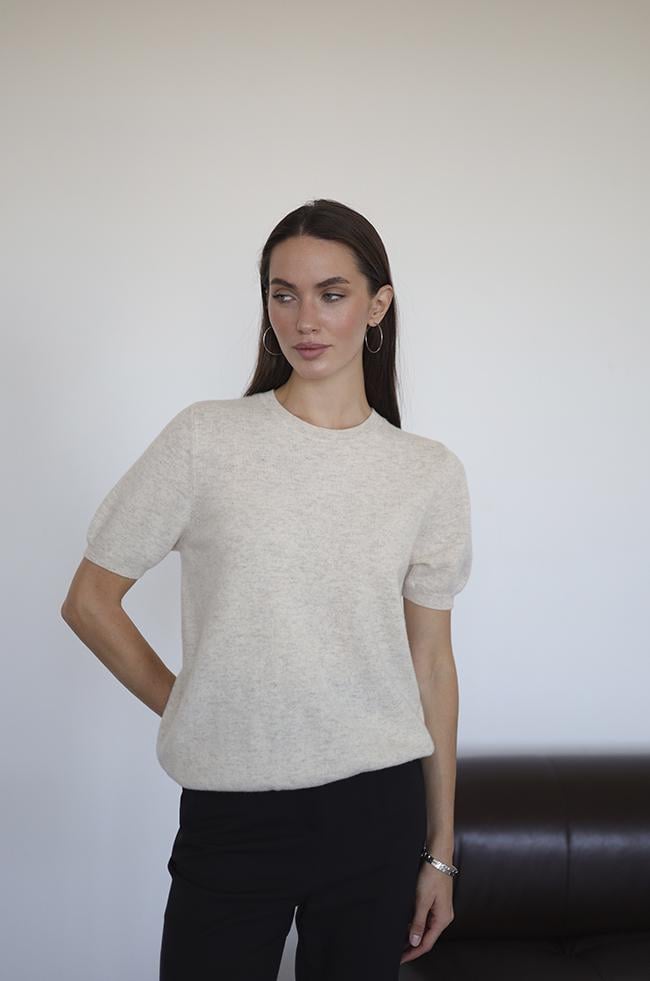 Светр Lipar 2965 вовняний з короткими рукавами р. 44-48 Бежевий (161877460)