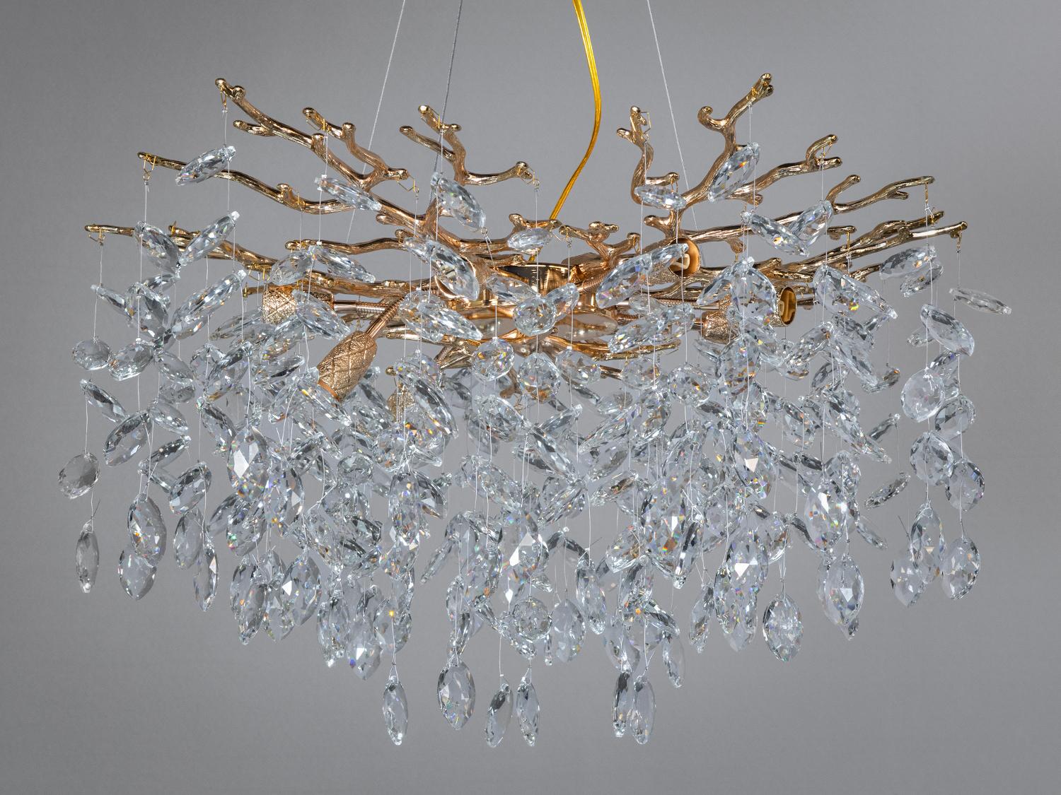 Люстра подвесная Diasha Глициния 8 ламп хрусталь 608-600G Золотой