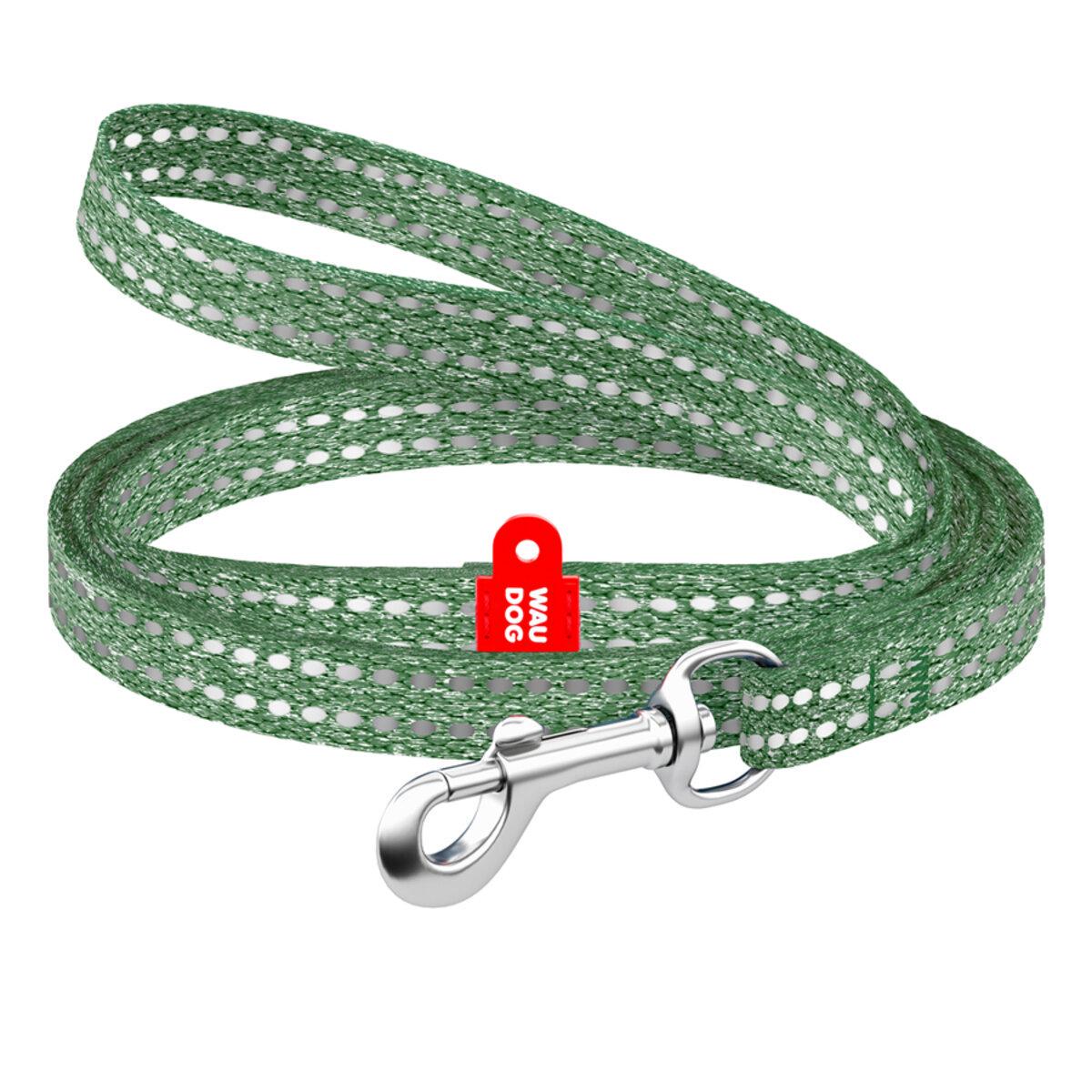 Поводок для кошек/мелких пород собак Waudog Re-cotton светоотражающий XS 10 мм х 200 см Зеленый (164418 Col)