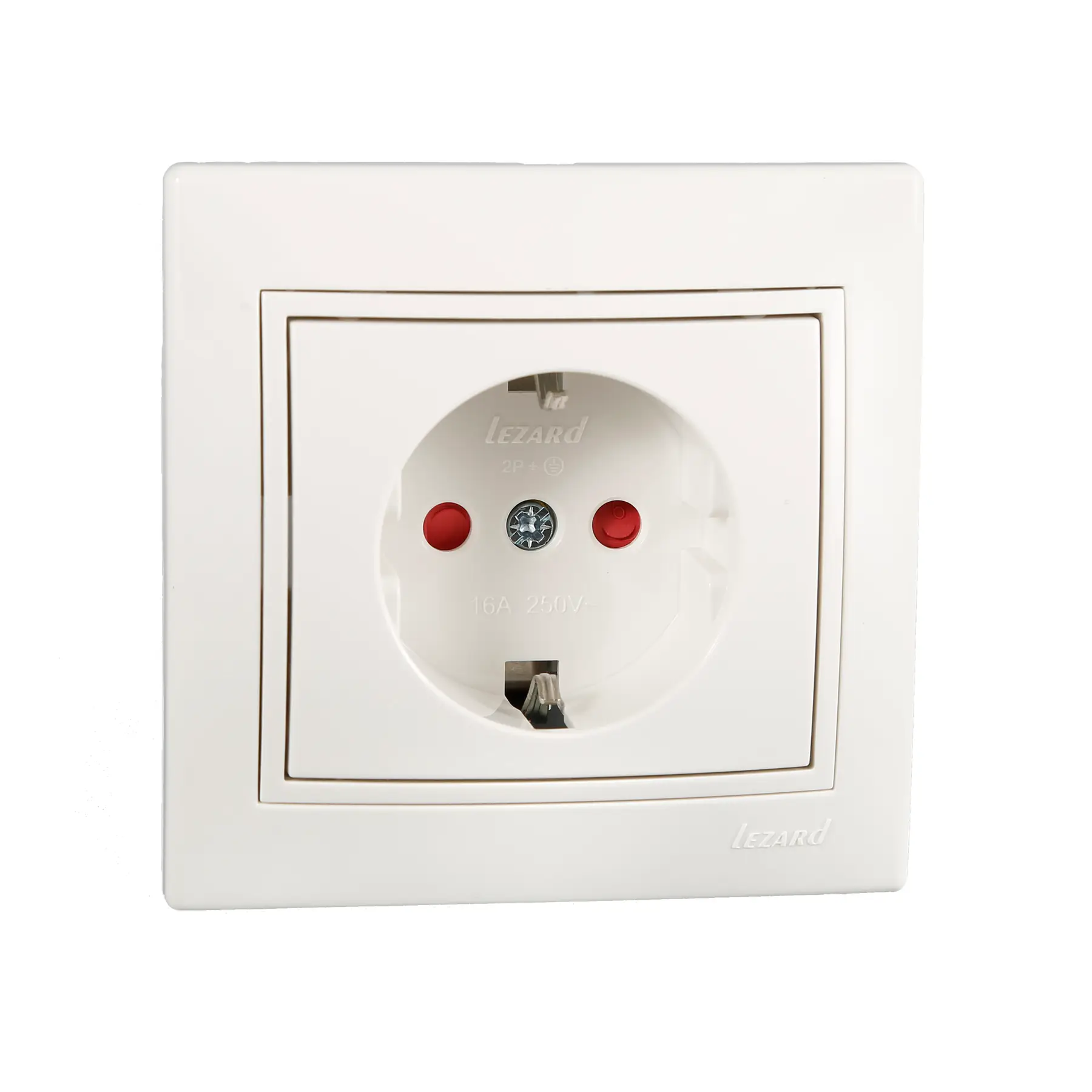 Розетка Lezard Mira 1-я с заземлением со шторками Белый