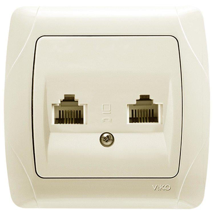 Розетка телефонная VIKO Carmen RG11 двойная Кремовый (90562033)