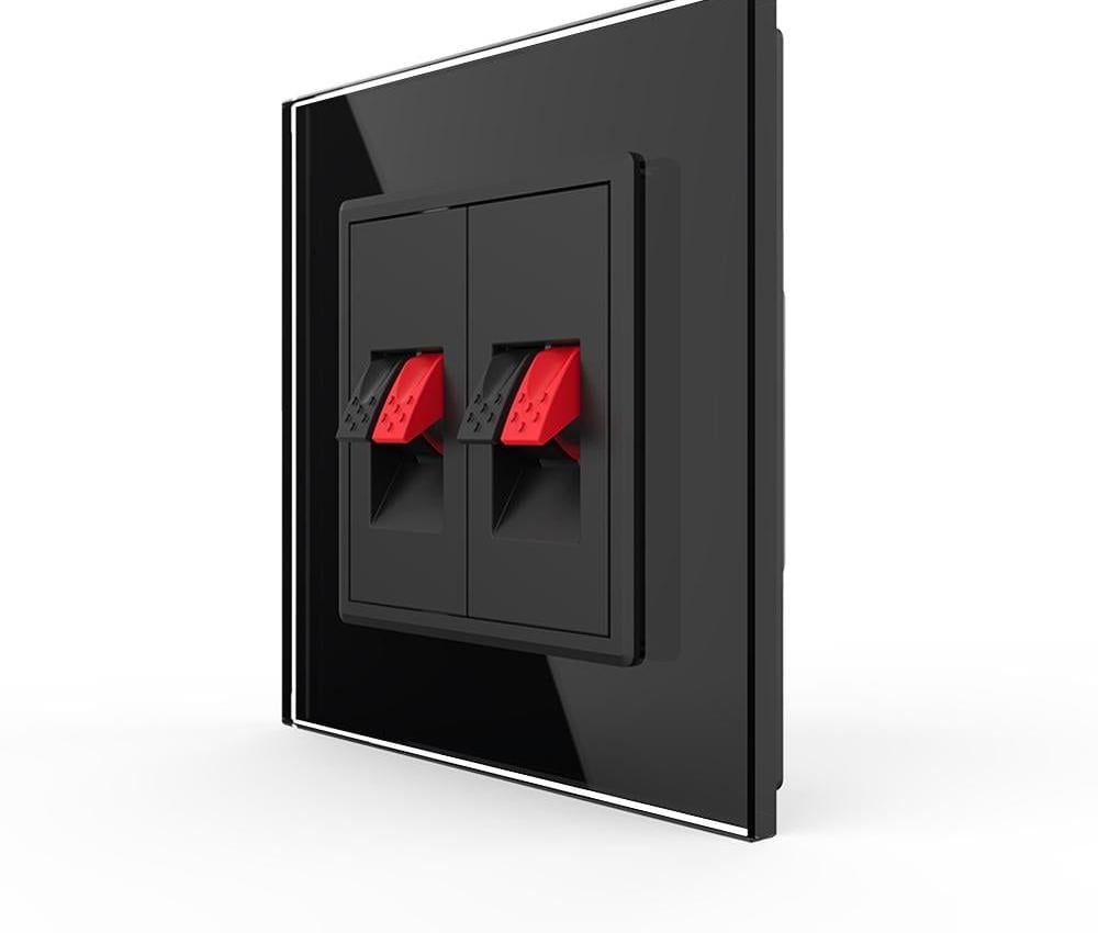 Розетка аудио LIVOLO Hi-F для колонок/усилителей настенная дизайнерская стеклянная рамка Черный (VL-C7FCSD/FCSD-2BP)