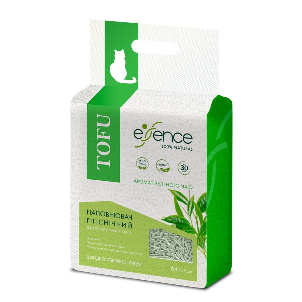 Гигиенический наполнитель Essence для кошачьего туалета натуральный из тофу с ароматом зеленого чая гранула 2 мм 4 кг 6 л