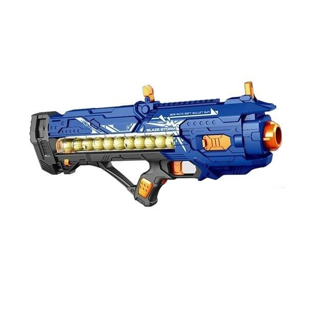 Автомат игрушечный стреляет мягкими шариками 12 шариков съемный магазин вибрация Blue (140810)