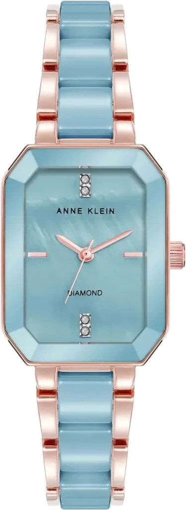 Наручные часы женские Anne Klein AK/5260AQRG с инкрустацией камнями/перламутровым циферблатом и керамическим браслетом
