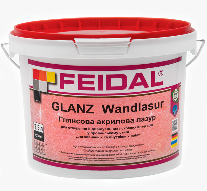 Лазурь Feidal GLANZ Wandlasur глянцевая на акриловой основе для декоративных штукатурок 2,5 л Бесцветный (1816058022)