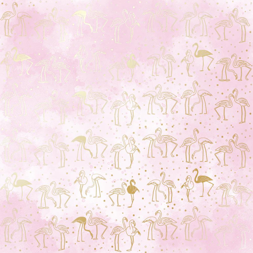 Лист бумаги односторонний Golden Flaming с фольгированием 30,5х30,5 см Pink shabby/Watercolor