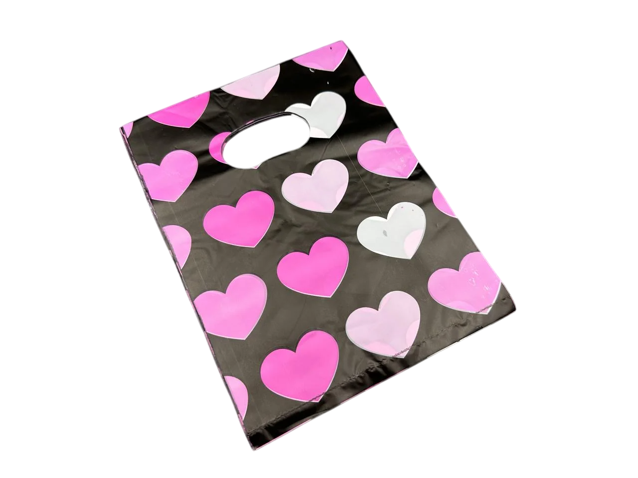 Пакет подарунковий поліетиленовий Сердечко з принтом 20х15 см Чорний (BGN-174) Пакет подарунковий поліетиленовий Сердечко з принтом 20х15 см Чорний (BGN-174)