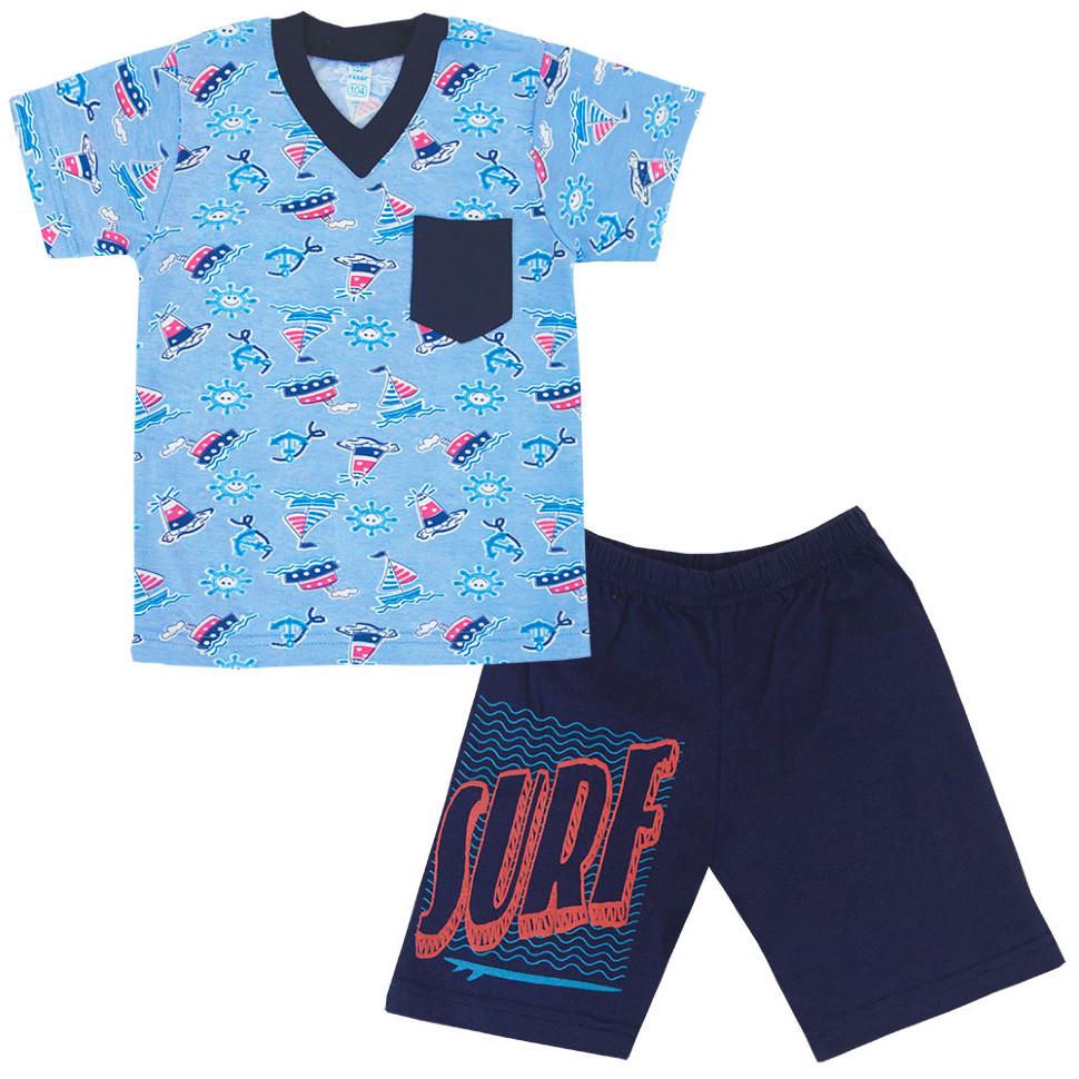 Піжама дитяча бавовняна тонка літня для хлопчика Gabbi Серф 110 см Блакитний (11598)