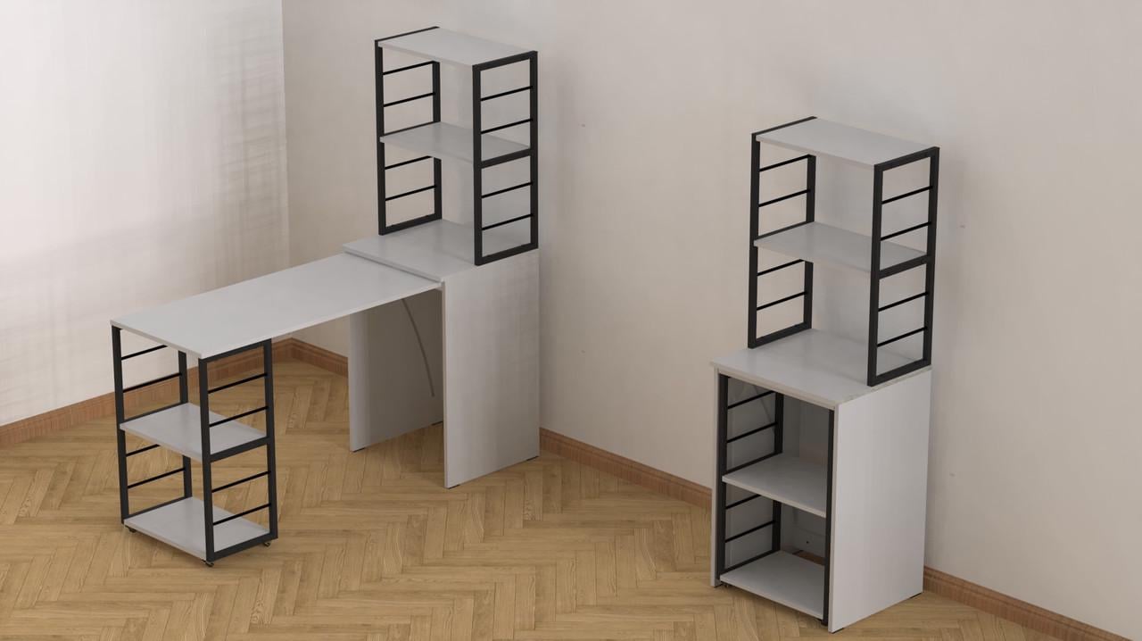 Стіл-тумба трансформер Ferrum-decor Смарт 3/1 з етажеркою метал/ДСП 16 мм 1430x1450x500 мм Чорний/Білий (FRD-105109) - фото 9 Стіл-тумба трансформер Ferrum-decor Смарт 3/1 з етажеркою метал/ДСП 16 мм 1430x1450x500 мм Чорний/Білий (FRD-105109) - фото 9