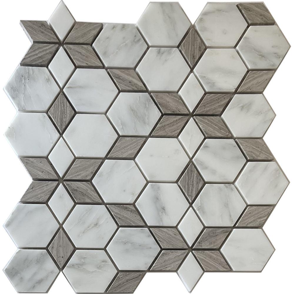 Мозаїка Mozaico De Lux S-MOS SPTH2840-207R-8 26,0x30,0 см Wood/White (002297)