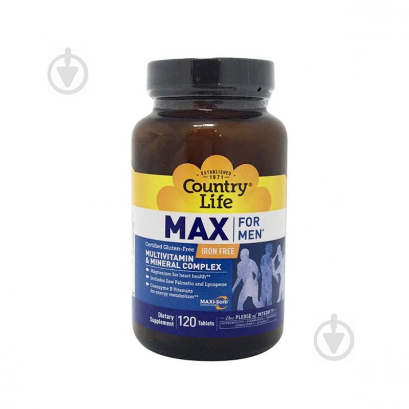 Мультивитамины и минералы для мужчин Country Life Max for Men 120 таблеток