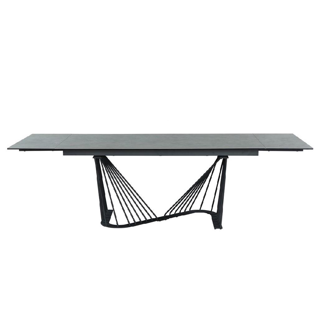 Стол обеденный раскладной Vetro Mebel TML-900 керамика/стекло/металл 90х180 см Серый аливери/Черный - фото 4