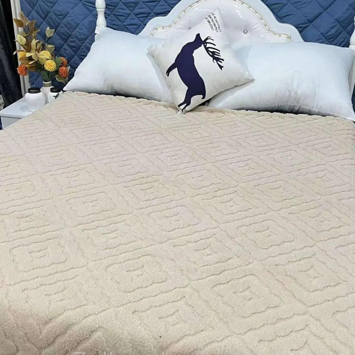 Плед пушистый Koloco Ромбик двухспальный 180х200 см Персиковый (37213)