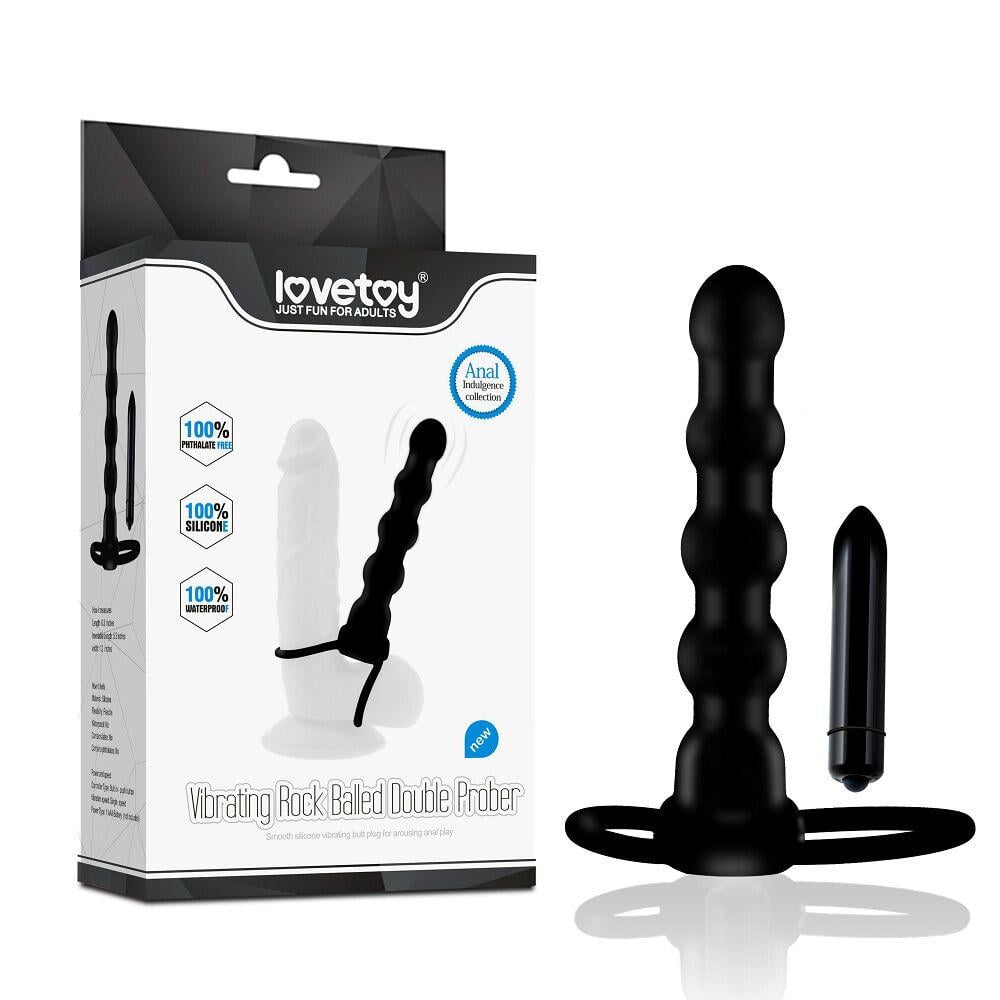 Насадка на член для двойного проникновения Anal Indulgence Collection Vibrating Rock Balled Double Prober (36093925)