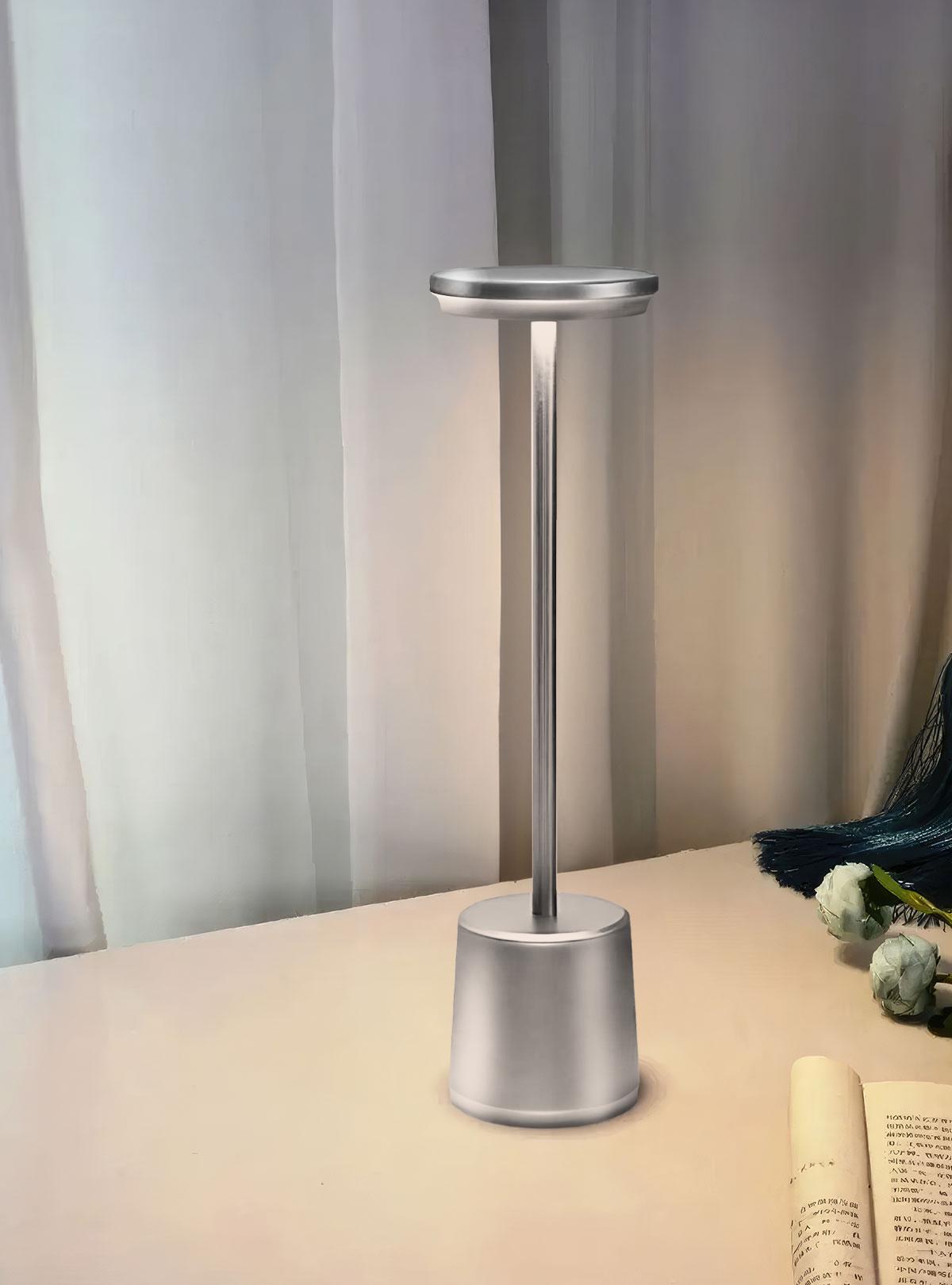 Лампа ночник сенсорная OnePro 70165 9250 с usb зарядкой на аккумуляторе в спальню Серебряный